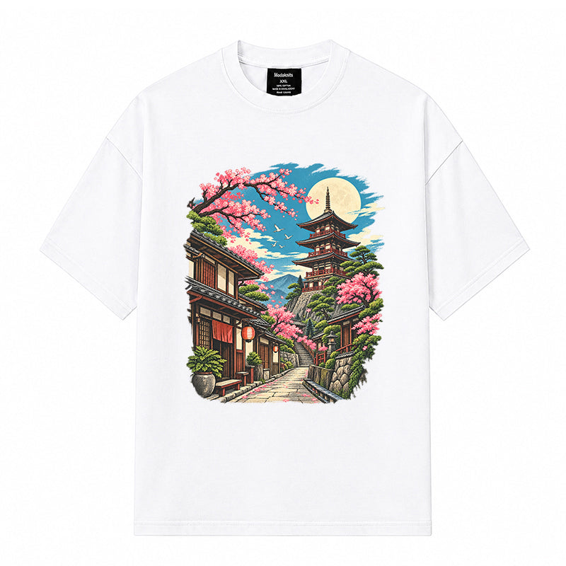 Moonlit Pagoda White T-shirt