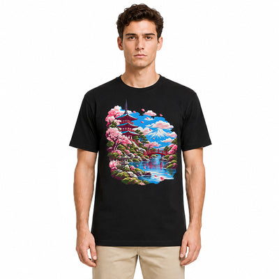 Bridge of Returning Spring Black T-shirt
