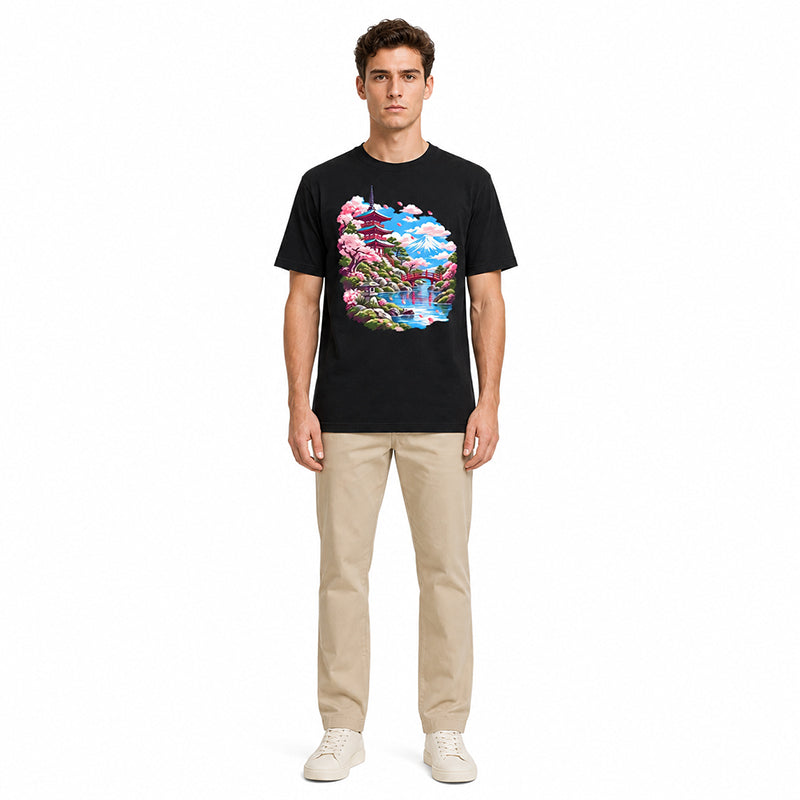 Bridge of Returning Spring Black T-shirt