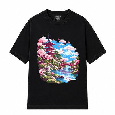 Bridge of Returning Spring Black T-shirt