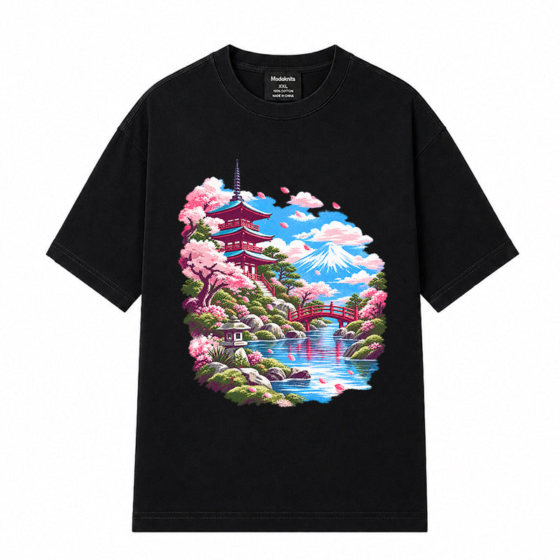 Bridge of Returning Spring Black T-shirt