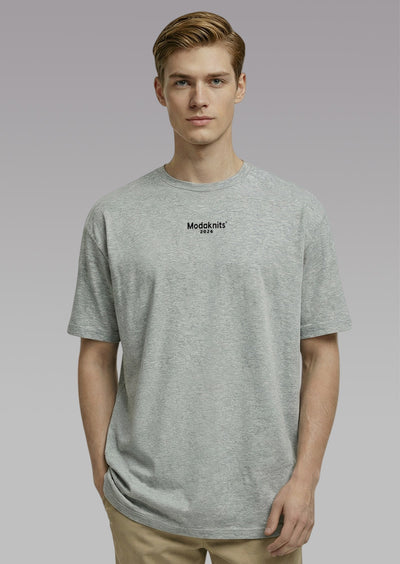 Modaknits Heather Grey Relaxed Fit T-Shirt