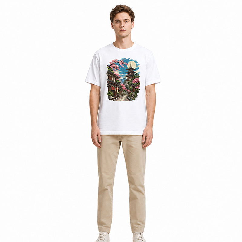 Moonlit Pagoda White T-shirt