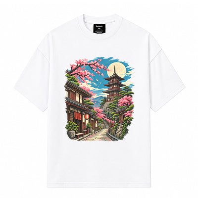 Moonlit Pagoda White T-shirt
