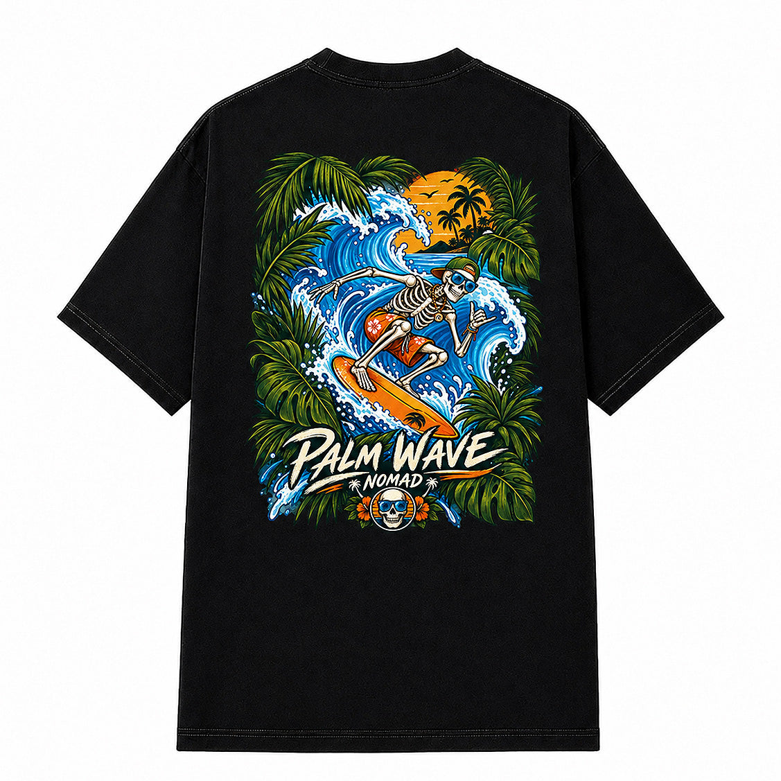 Palm Wave Nomad Black T-shirt