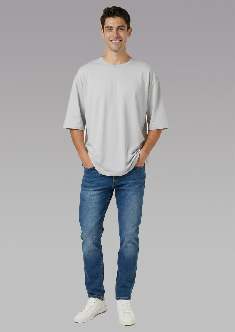Solid Silver Oversized T-Shirt